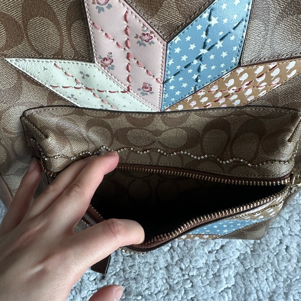 Coach Brown and Multicolor Patchwork Backpack